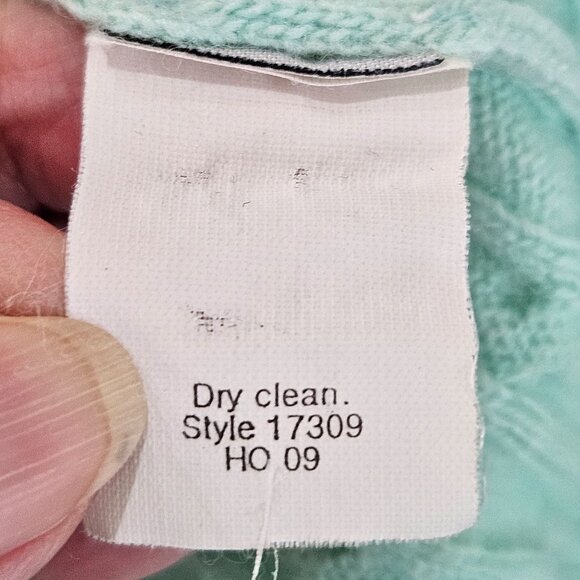 J. Crew V-Neck Sweater Sz Medium Mint Cable Knit Wool Cashmere Blend - Picture 10 of 10